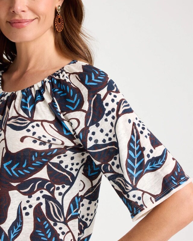 Printed Linen Fringed Tee - image 4